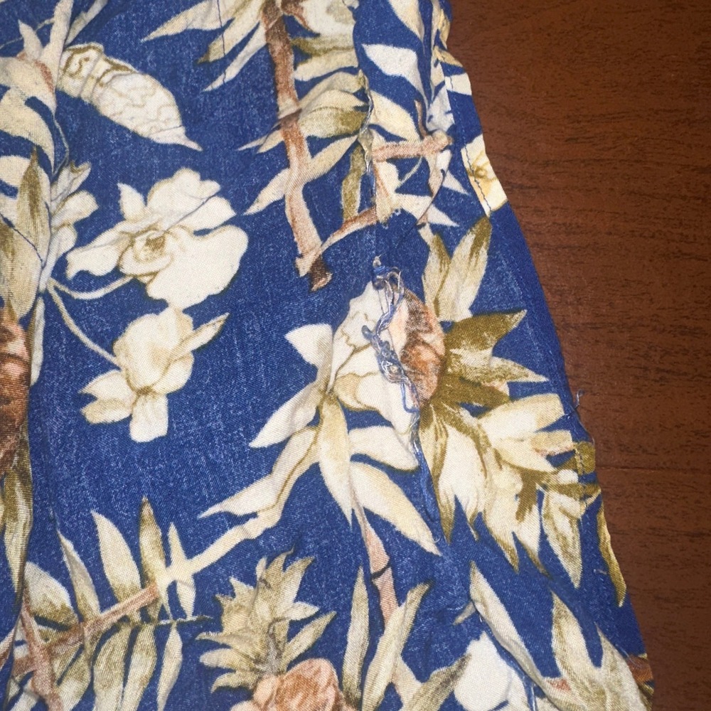 Caribbean Joe Mens Blue Tropical Pineapple Coconut Rayon Button Down Shirt L - Picture 6 of 10